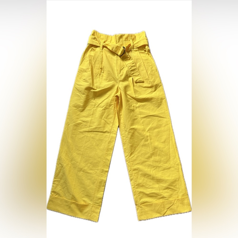 Banana Republic Yellow High-Waist Paperbag Wide-Leg Pants (Size 4P) - Picture 4 of 8